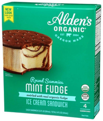 Aldens Organic Mint Fudge Ice Cream Sandwich, 14 Fluid Ounce (Pack of 12) - Image 3