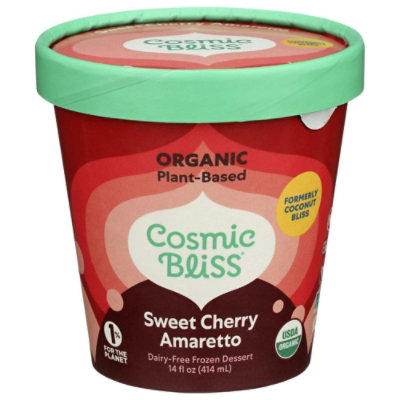 Cosmic Bliss Organic Sweet Cherry Amaretto Ice Cream, 14 Fluid Ounce (Pack of 8) - Image 1