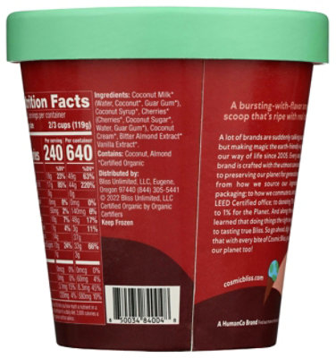 Cosmic Bliss Organic Sweet Cherry Amaretto Ice Cream, 14 Fluid Ounce (Pack of 8) - Image 3
