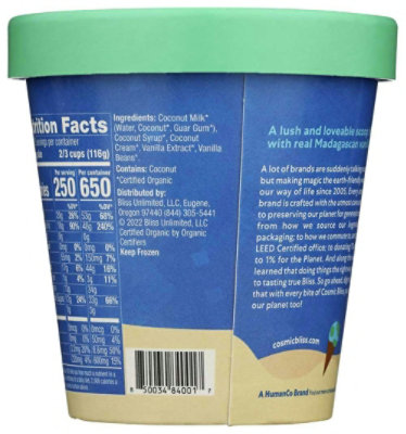 Cosmic Bliss Organic Madagascan Vanilla Bean Ice Cream, 14 Fluid Ounce (Pack of 8) - Image 3