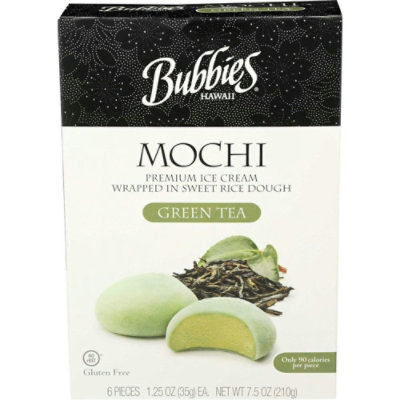 Bubbies Hawaii Green Tea Mochi Premium Ice Cream, 7.5 Ounce (Pack of 8) - Image 1