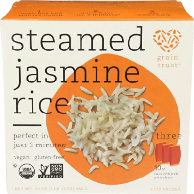 Grain Trust Organic Steamed Jasmine Rice, 30 Ounce (Pack of 6) - Image 1