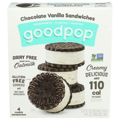 Goodpop Chocolate Vanilla Ice Cream Sandwich, 2.25 Ounce - 4 per pack (Pack of 8) - Image 1