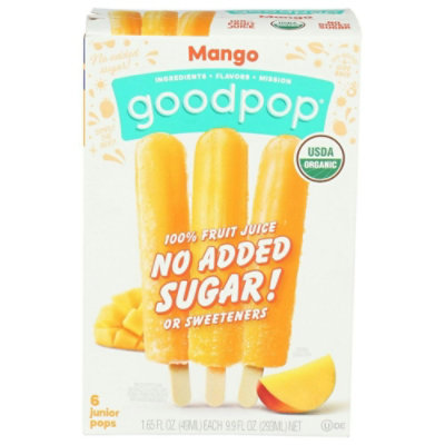 Goodpop Organic Mango No Added Sugar Fruit Bar, 1.65 Ounce (Pack of 48) - Image 1