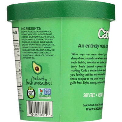 Cado Organic Non Dairy Mint Chocolate Chip Avocado Ice Cream, 1 Pint (Pack of 8) - Image 4