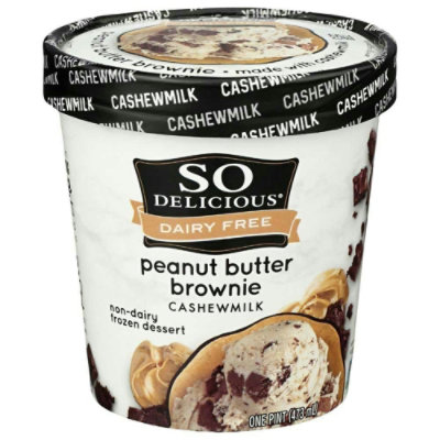 So Delicious Peanut Butter Brownie Cashewmilk Ice Cream, 1 Pint (Pack of 8) - Image 1