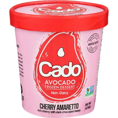 Cado Non Dairy Cherry Amaretto Avocado Ice Cream, 1 Pint (Pack of 8) - Image 1