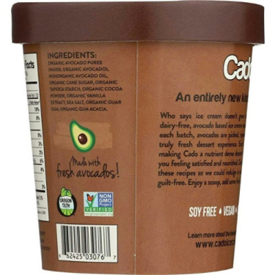 Cado Organic Non Dairy Deep Dark Chocolate Avocado Ice Cream, 1 Pint (Pack of 8) - Image 4