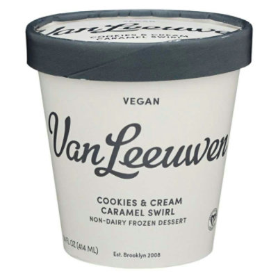Van Leeuwen Vegan Cookies and Cream Caramel Swirl Ice Cream, 14 Fluid Ounce (Pack of 8) - Image 1