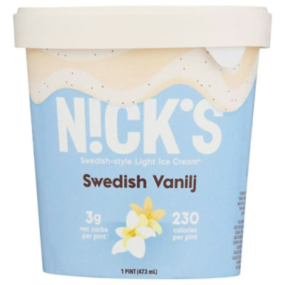 Nicks Swedish Vanilla Flavor Swedish Style Light Ice Cream, 1 Pint (Pack of 8) - Image 1
