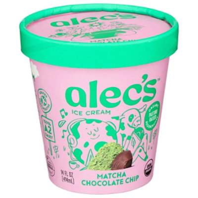Alecs Organic Matcha Chocolate Chip Ice Cream, 14 Fluid Ounce (Pack of 8) - Image 2