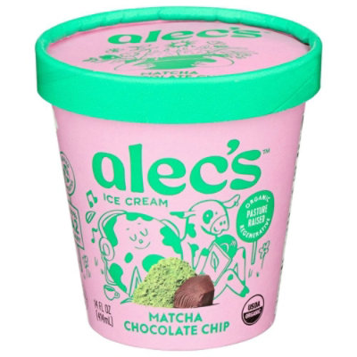 Alecs Organic Matcha Chocolate Chip Ice Cream, 14 Fluid Ounce (Pack of 8) - Image 1