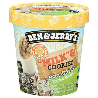 Ben and Jerrys Milk and Cookies Non Dairy Ice Cream, 1 Pint (Pack of 8) - Image 1
