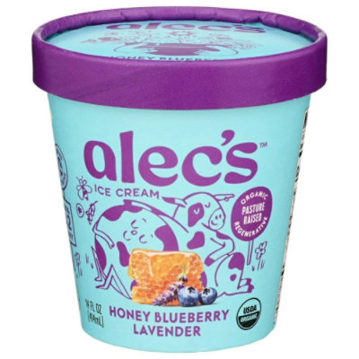 Alecs Organic Honey Blueberry Lavender Ice Cream, 14 Fluid Ounce (Pack of 8) - Image 1