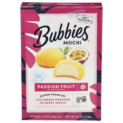 Bubbies Passion Fruit Mochi Ice Cream, 7.5 Ounce (Pack of 8) - Image 1
