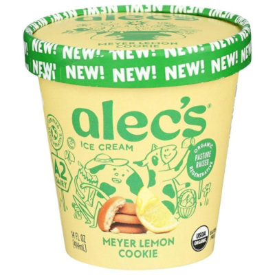 Alecs Organic Meyer Lemon Cookie Ice Cream, 14 Fluid Ounce (Pack of 8) - Image 1