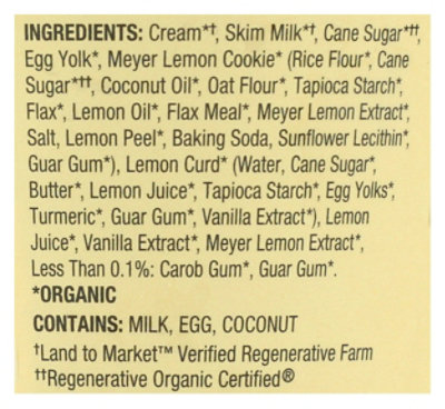 Alecs Organic Meyer Lemon Cookie Ice Cream, 14 Fluid Ounce (Pack of 8) - Image 3