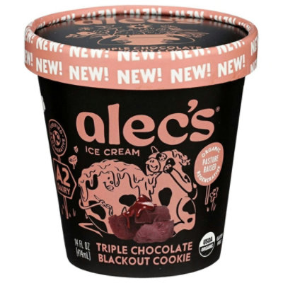 Alecs Organic Triple Chocolate Blackout Cookie Ice Cream, 14 Fluid Ounce (Pack of 8) - Image 1