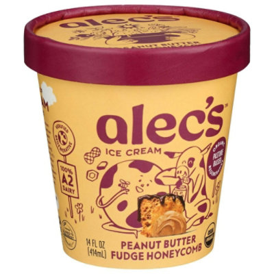 Alecs Organic Peanut Butter Fudge Honeycomb Ice Cream, 14 Ounce (Pack of 8) - Image 2