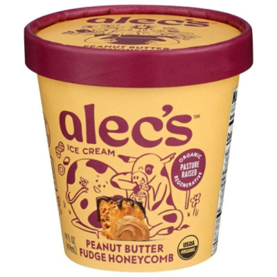 Alecs Organic Peanut Butter Fudge Honeycomb Ice Cream, 14 Ounce (Pack of 8) - Image 3