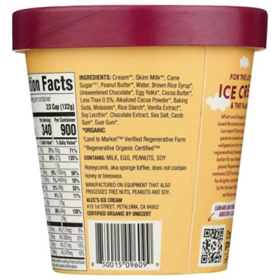 Alecs Organic Peanut Butter Fudge Honeycomb Ice Cream, 14 Ounce (Pack of 8) - Image 4