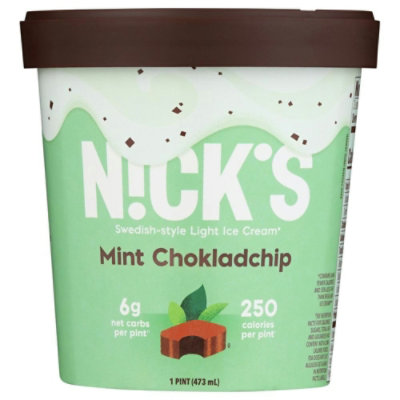 Nicks Mint Chokladchip Swedish Style Light Ice Cream, 1 Pint (Pack of 8) - Image 1