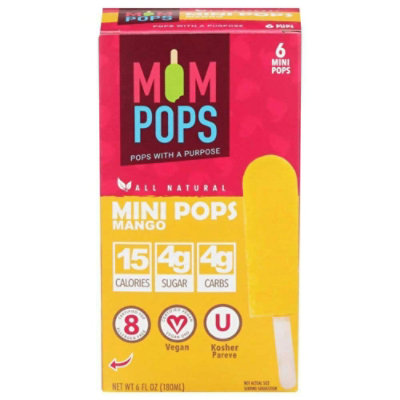 Mompops Mango Fruit Ice Pops, 6 Fluid Ounce (Pack of 6) - Image 1