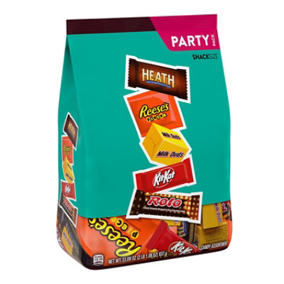 Snack Size Bar Party Bag Asst Sub Reeses Pieces Rolo Heath Milk Chocolate English Toffee Milk Du - 33.08 OZ - Image 1