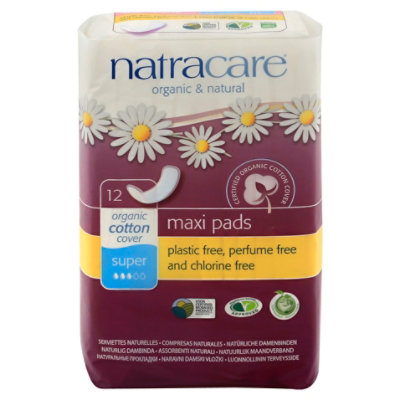 Natracare Pads Maxi Super 12 ct - 12 Pack - Image 2