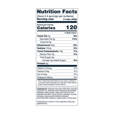 Lesser Evil Popcorn Pink Lemonade 4.6oz - 4.6 OZ - Image 2