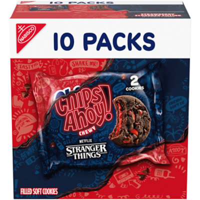 CHIPS AHOY!  Limited Edition Stranger Things Chewy Chocolatey Strawberry-Flavored Filled Soft Cookies - 10 Count - Image 1