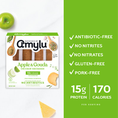 Amylu Foods Apple & Gouda Chicken Sausages - 12 oz. - Image 2