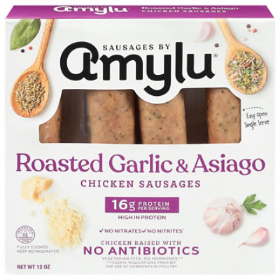 Amylu Roasted Garlic Asiago Chicken Sausage12 Oz - 12 OZ - Image 1