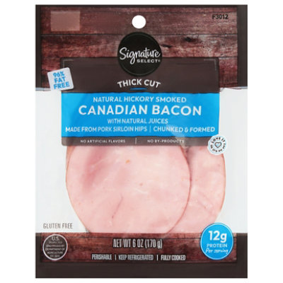 Signature Select Thick Cut Hickory Smoked Canadian Bacon 6 Oz - 6 OZ