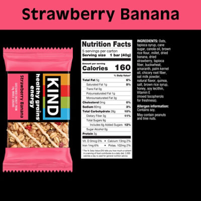 KIND Healthy Grains Energy Strawberry Banana Gluten Free Snack Bars - 5-1.4 Oz - Image 5