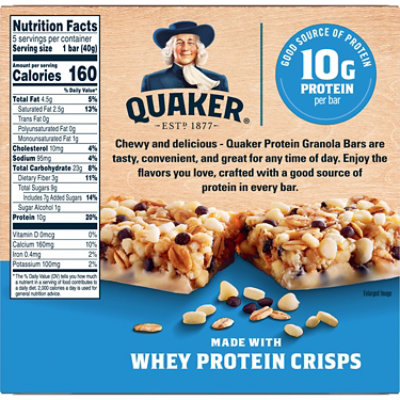 Quaker Cookies & Cream Protein Granola Bars 5 Count 1.41 Ounce - 5 CT - Image 5