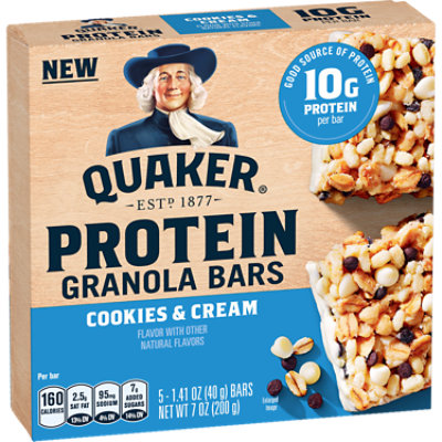 Quaker Cookies & Cream Protein Granola Bars 5 Count 1.41 Ounce - 5 CT - Image 1