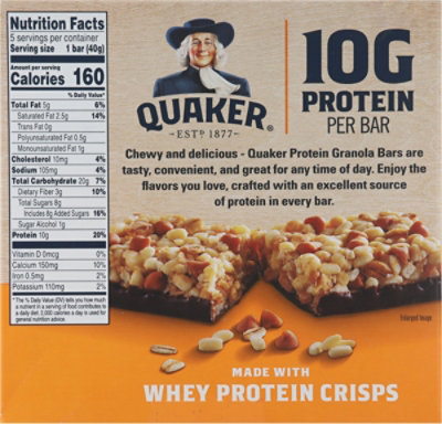 Quaker Peanut Butter And Chocolate Protein Granola Bars 5 Count 1.41 Ounce - 5 CT - Image 5