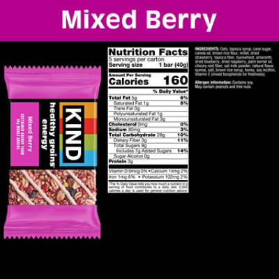 Kind Healthy Grain Energy Mixed Berry 5-1.41oz - 7.05 OZ - Image 2