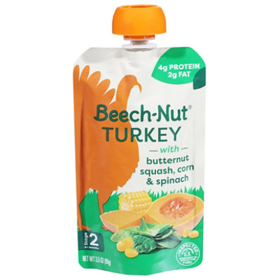 Beech Nut Turkey Stage 2 Baby Food Turkey Butternut Squash Corn & Spinach 3.5 Oz Pouch - 3.5 OZ - Image 1