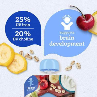 Gerber Fruit Grain Yogurt Puree Toddler Cherry Banana Vanilla 3.5oz Pouch - 3.5 OZ - Image 5