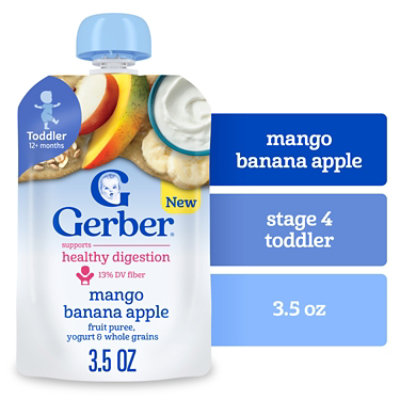 Gerber Infant Puree Toddler Fruit Yogurt Grain Mango Banana Apple 3.5oz Pouch - 3.5 OZ - Image 1