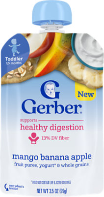 Gerber Infant Puree Toddler Fruit Yogurt Grain Mango Banana Apple 3.5oz Pouch - 3.5 OZ - Image 1