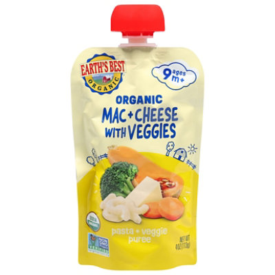 Earth's Best Organic Pasta Veggie Puree Pouch Mac Cheese With Veggies - 4 OZ - Image 1