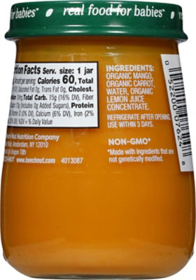 Beech-nut Organics Stage 2 Organic Baby Food Mango & Carrot 4oz Jar - 4 OZ - Image 5