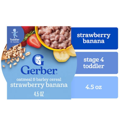 Gerber Strawberry Banana Oatmeal & Barley Cereal Toddler Meals 4.5oz Tray - 4.5 OZ - Image 1