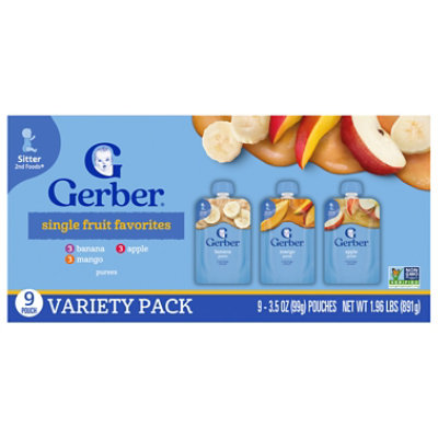 Gerber Natural For Baby 2nd Foods Infant Age Up Assorted Variety Pack 3sku 9piece 1.96lb - 1.967 LB - Image 1