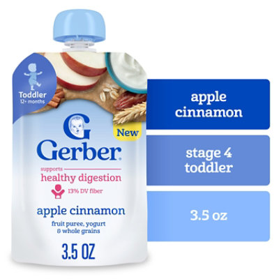 Gerber Infant Puree Toddler Fruit Yogurt Grain Apple Cinnamon - 3.5 OZ - Image 1