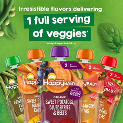 Happy Baby Organics Stage 2 Squash Mangos & Papayas Pouch - 4 Oz - Image 2