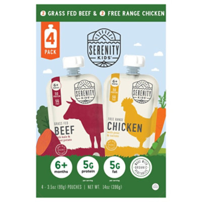 Serenity Kids 2 Chicken Pea Carrot 2 Beef Sweet Potato Kale 4pk - 14 OZ - Image 1
